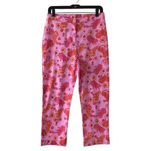 Lilly Pulitzer Pants Women’s 6 Pink Tango Tigers Floral Print Cropped Vintage